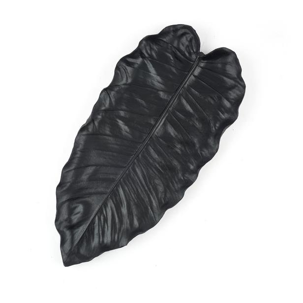  Evidea Deco Dekoratif Yaprak Tabak - Siyah - 37x16x2 cm