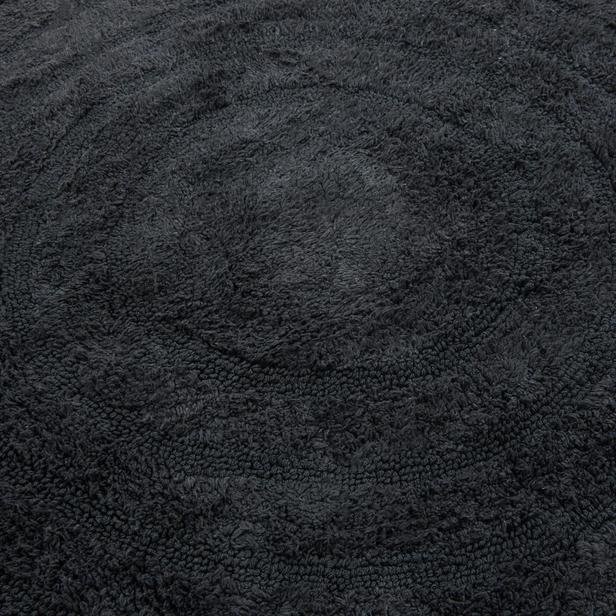  Giz Home Yuvarlak Kenar Detaylı Halı - Siyah - 80x80 cm