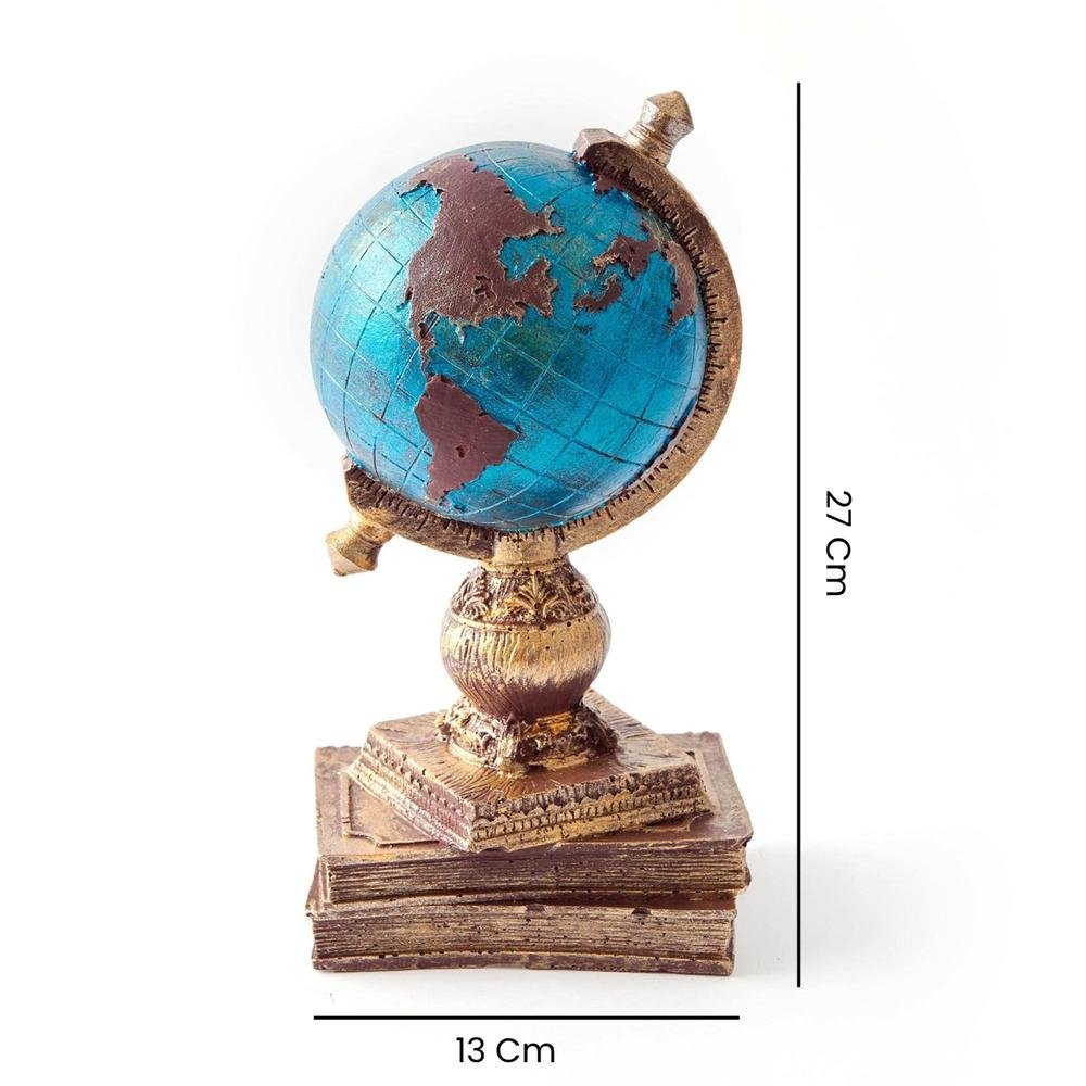  Q-Art Dekoratif Dünya Biblo - Altın - 27x10x13 cm