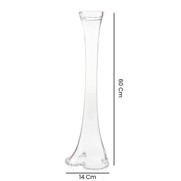  Alegre Glass Fil Ayağı Dekoratif Cam Vazo - Şeffaf - 60 cm
