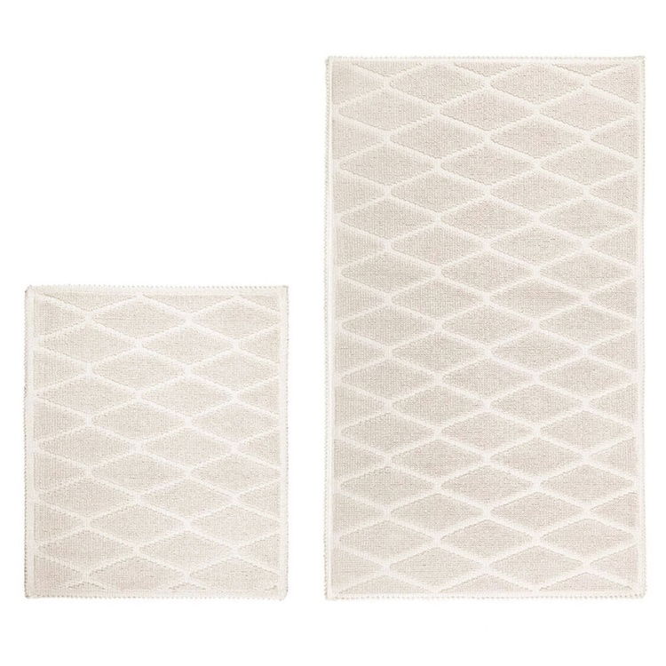  Bluenity Üçgen Paris Doğal Pamuk 2'li Banyo Paspası - Ekru - 60x100 cm + 50x60 cm