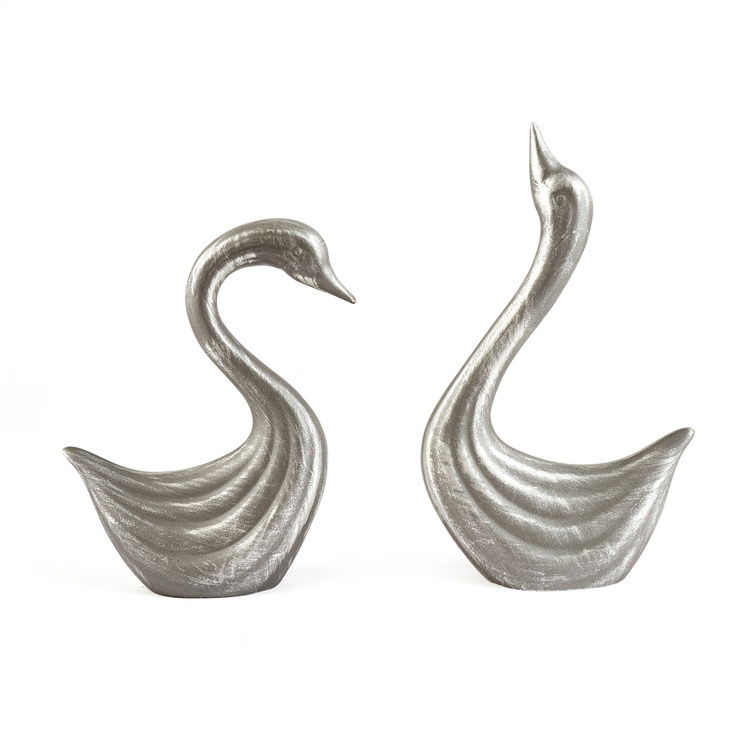  Evidea Deco White Swan 2'li Dekoratif Biblo - Beyaz
