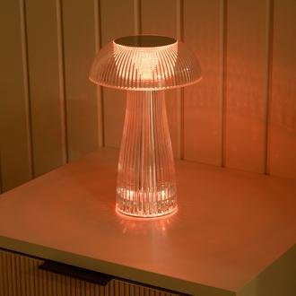 Mien Şarjlı Kristal Led Mantar Masa Lambası - Şeffaf - 25 cm