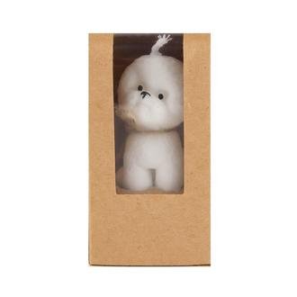 Evidea Deco Yavru Köpek Şekilli Mum - Beyaz - 6,5 cm