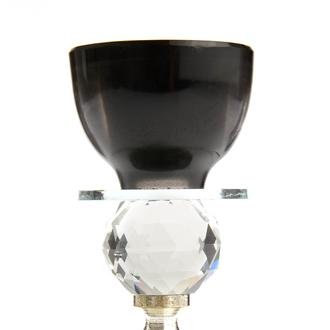 İpek Kristalli Cam Şamdan - Siyah - 14 cm