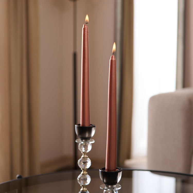  Objevi 2’li Şamdan Mumu - Bronz - 25 cm
