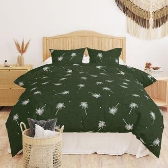 Evidea Soft Palm Çift Kişilik Nevresim Seti - Yeşil