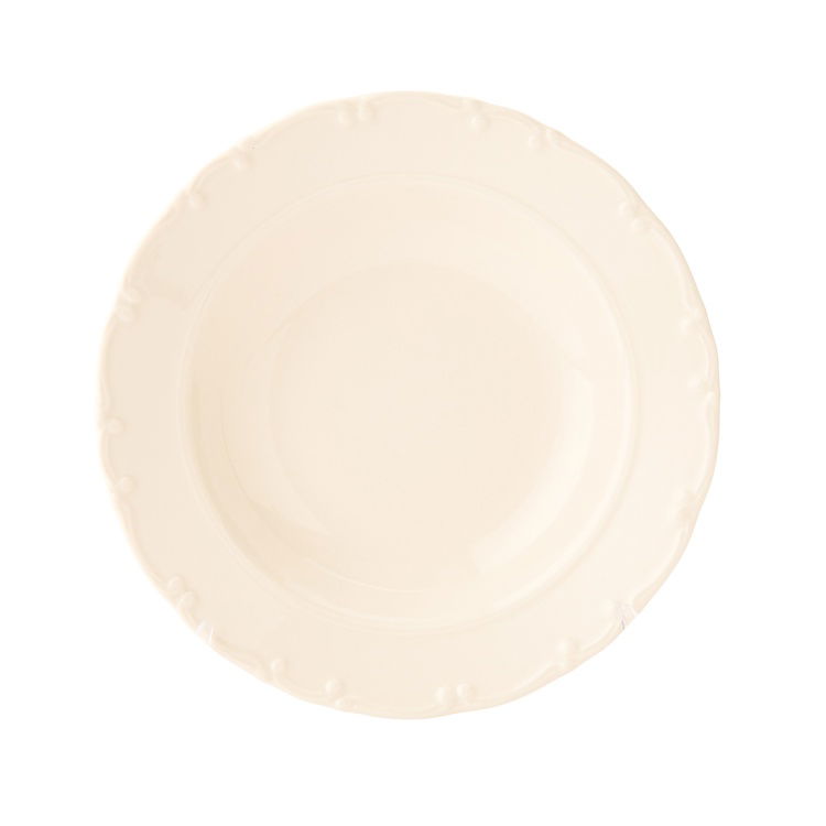  Tulu Porselen Liana Çukur Tabak - Krem - 23 cm