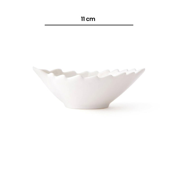  Paçi Porselen Yaprak Çerezlik - Beyaz - 11 cm