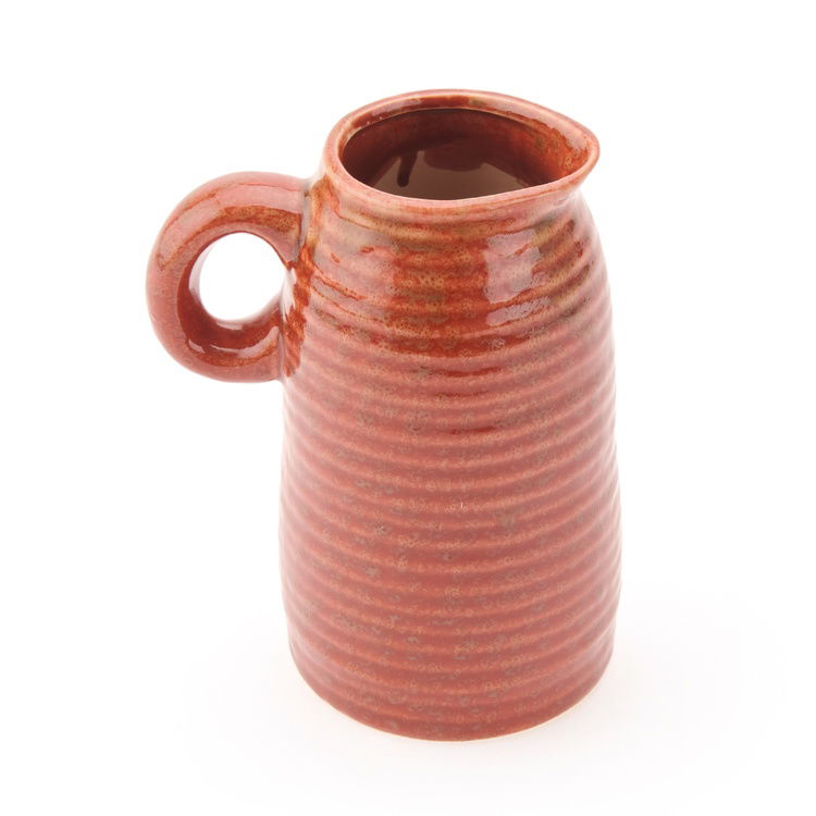  KPM Dekoratif Kulplu Vazo - Kırmızı - 12,5x9,5x16,7 cm