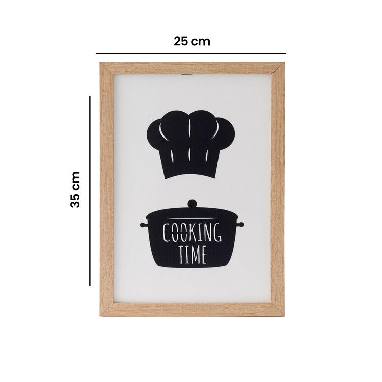 Özverler Cooking Time Ahşap Çerçeveli Tablo - Beyaz - 25x35 cm
