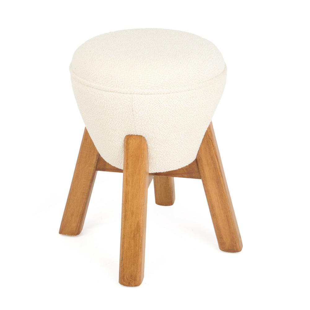  Just Home Retro Mantar Puf - Krem - 48x33x33 cm