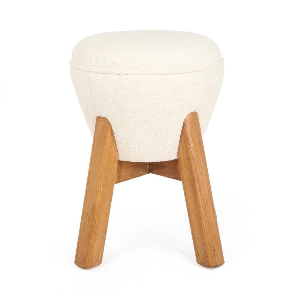  Just Home Retro Mantar Puf - Krem - 48x33x33 cm