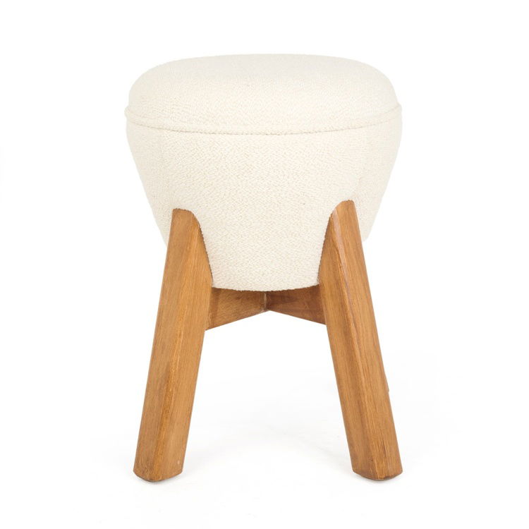  Just Home Retro Mantar Puf - Krem - 48x33x33 cm