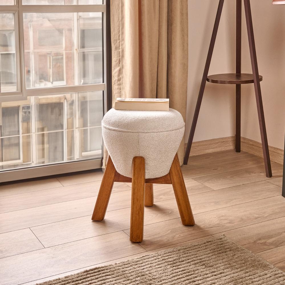  Just Home Retro Mantar Puf - Krem - 48x33x33 cm