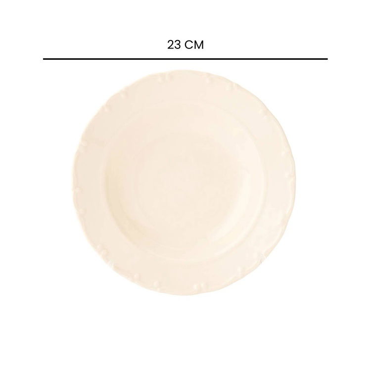  Tulu Porselen Liana Çukur Tabak - Krem - 23 cm