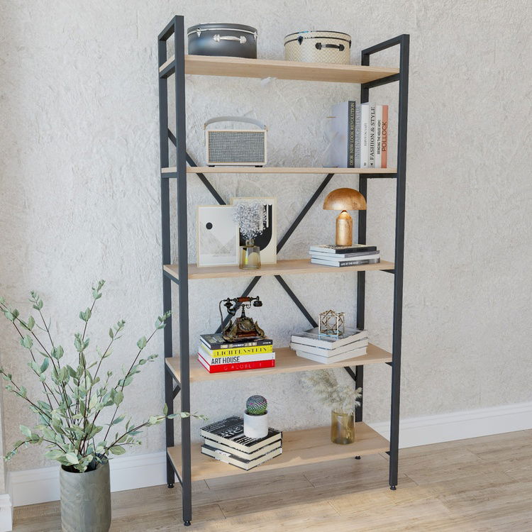  Just Home Athena 5 Raflı Geniş Metal Kitaplık - Sepet