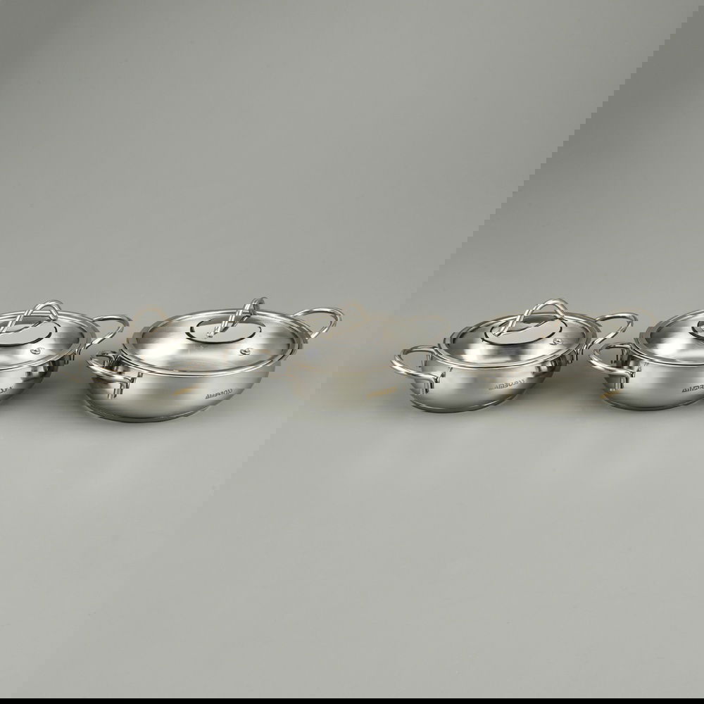  Amboss Stone Güveç Sahan Seti - Inox - 14-16-18 cm