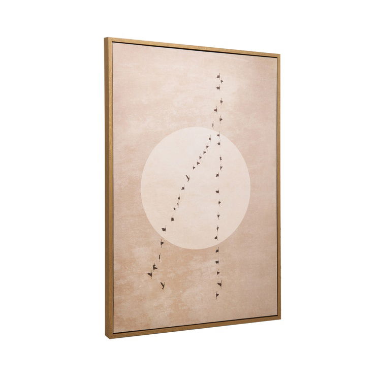  Evidea Deco Pajaros Tablo - Bej - 90x60 cm