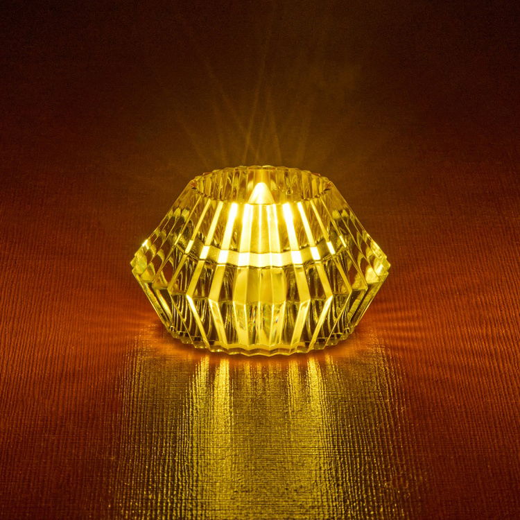  KRD Home Yuvarlak Kristal Pilli Mum - Şeffaf - 4x7x7 cm