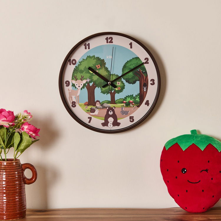  Klik Slim Doğa Çocuk Odası Duvar Saati - Kahverengi - 30 cm