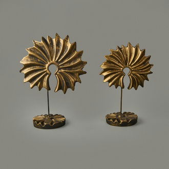 Evidea Deco Adella 2'li Dekor - Gold - 32 cm + 28 cm
