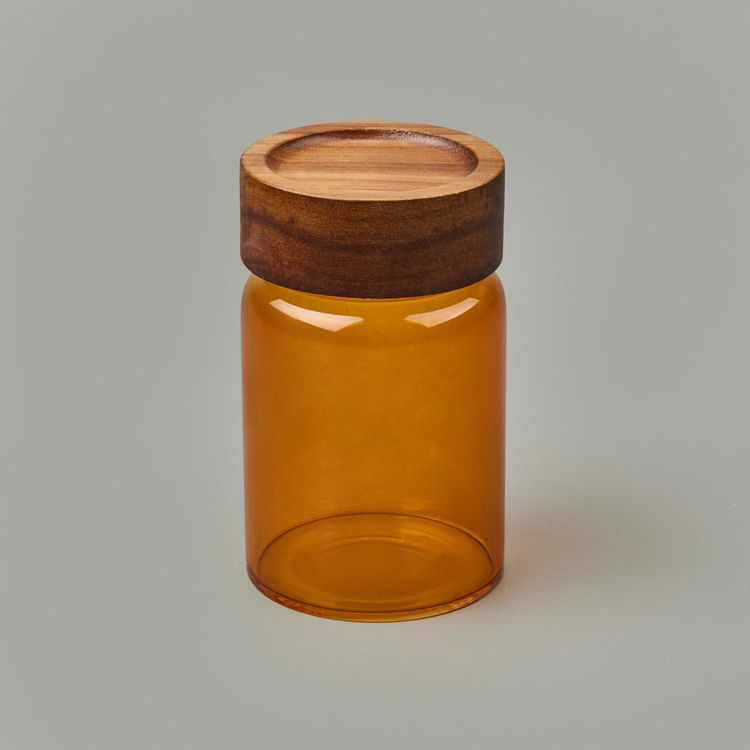  The Mia Akasya Yuvarlak Cam Kavanoz - Amber - 250 ml