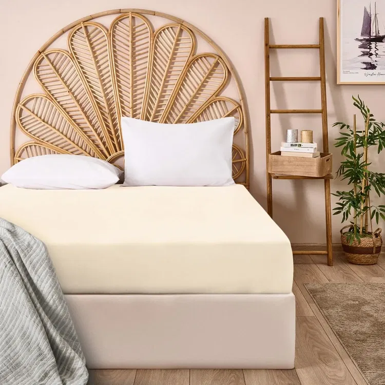  Evidea Soft Basic Çift Kişilik Lastikli Çarşaf - Ekru - 160x200 cm