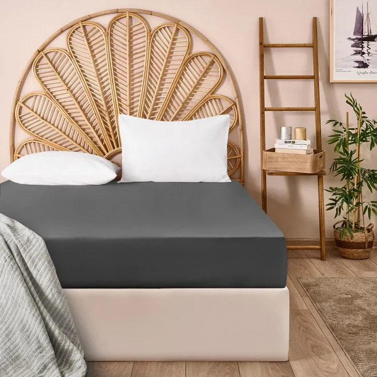  Evidea Soft Basic Tek Kişilik Lastikli Çarşaf - Antrasit - 100x200 cm