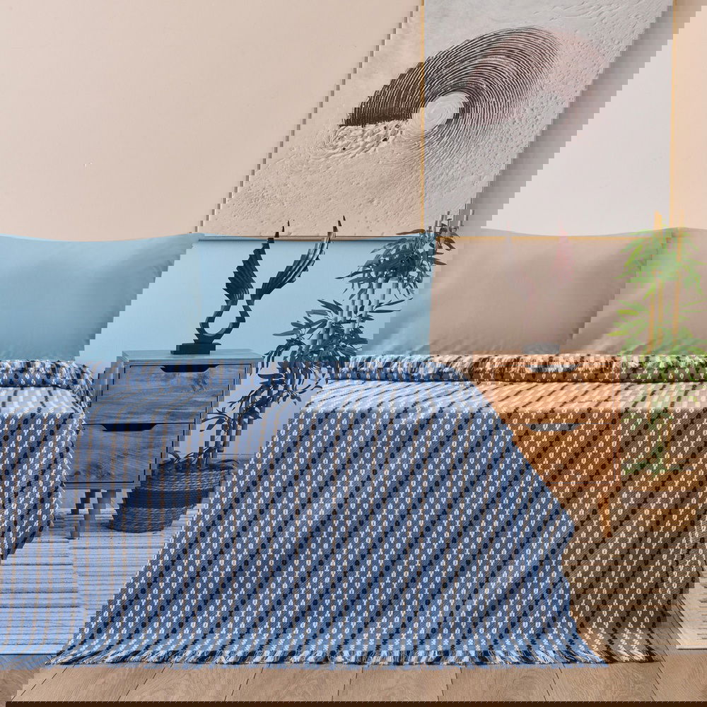  Evidea Soft Nautis Çift Kişilik Pike - Mavi - 200x220 cm