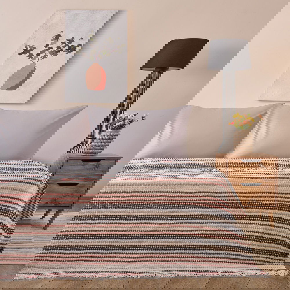  Evidea Soft Radiant Tek Kişilik Pike - Ekru / Lacivert - 160x230 cm