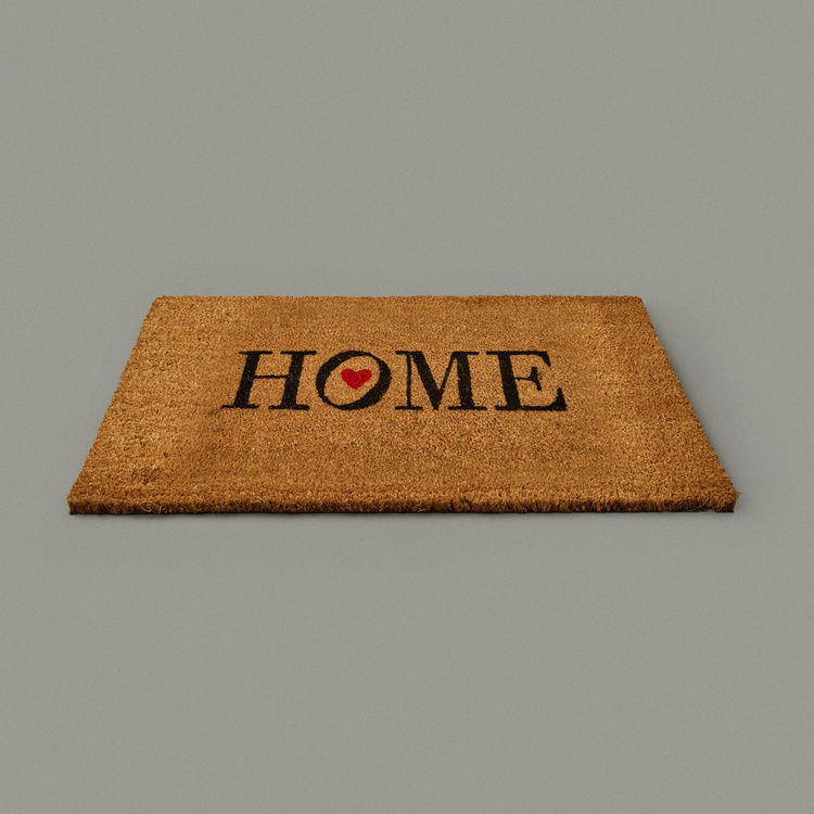  Giz Home Kırmızı Kalp Kapı Önü Paspası - Bej - 35x60 cm