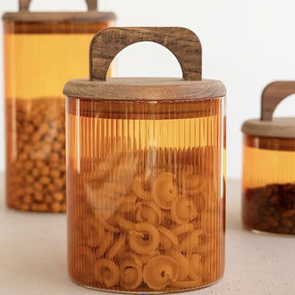 The Mia Akasya Kulplu Cam Kavanoz - Amber - 700 ml