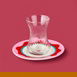  Evidea Kitchen Granny Çay Tabağı - Pembe / Kırmızı - 13 cm
