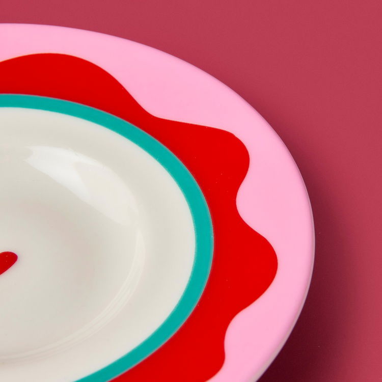  Evidea Kitchen Granny Çay Tabağı - Pembe / Kırmızı - 13 cm