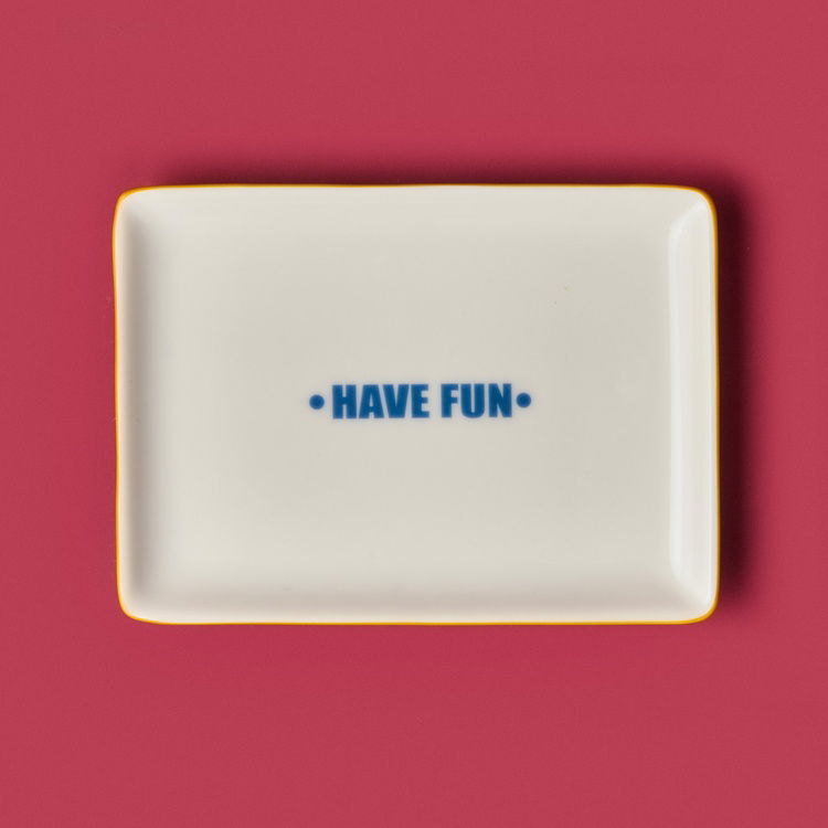  Evidea Kitchen Have Fun Servis Tabağı - Sarı / Mavi - 13x18 cm