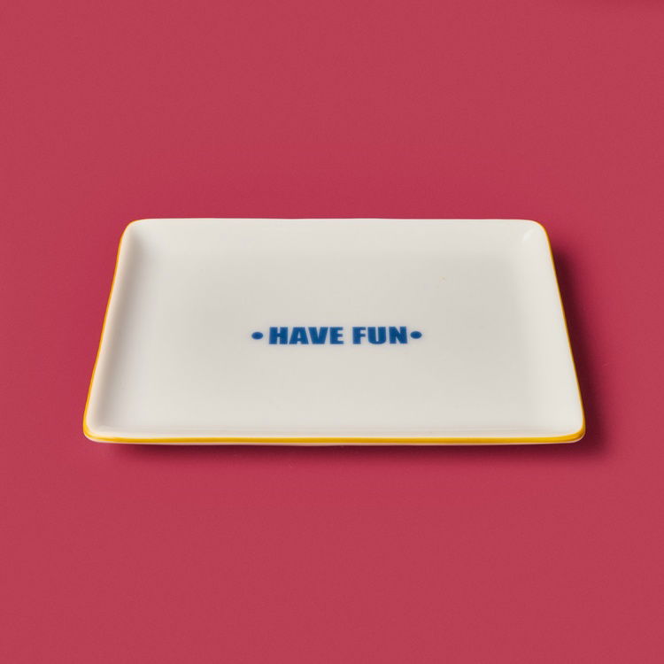  Evidea Kitchen Have Fun Servis Tabağı - Sarı / Mavi - 13x18 cm