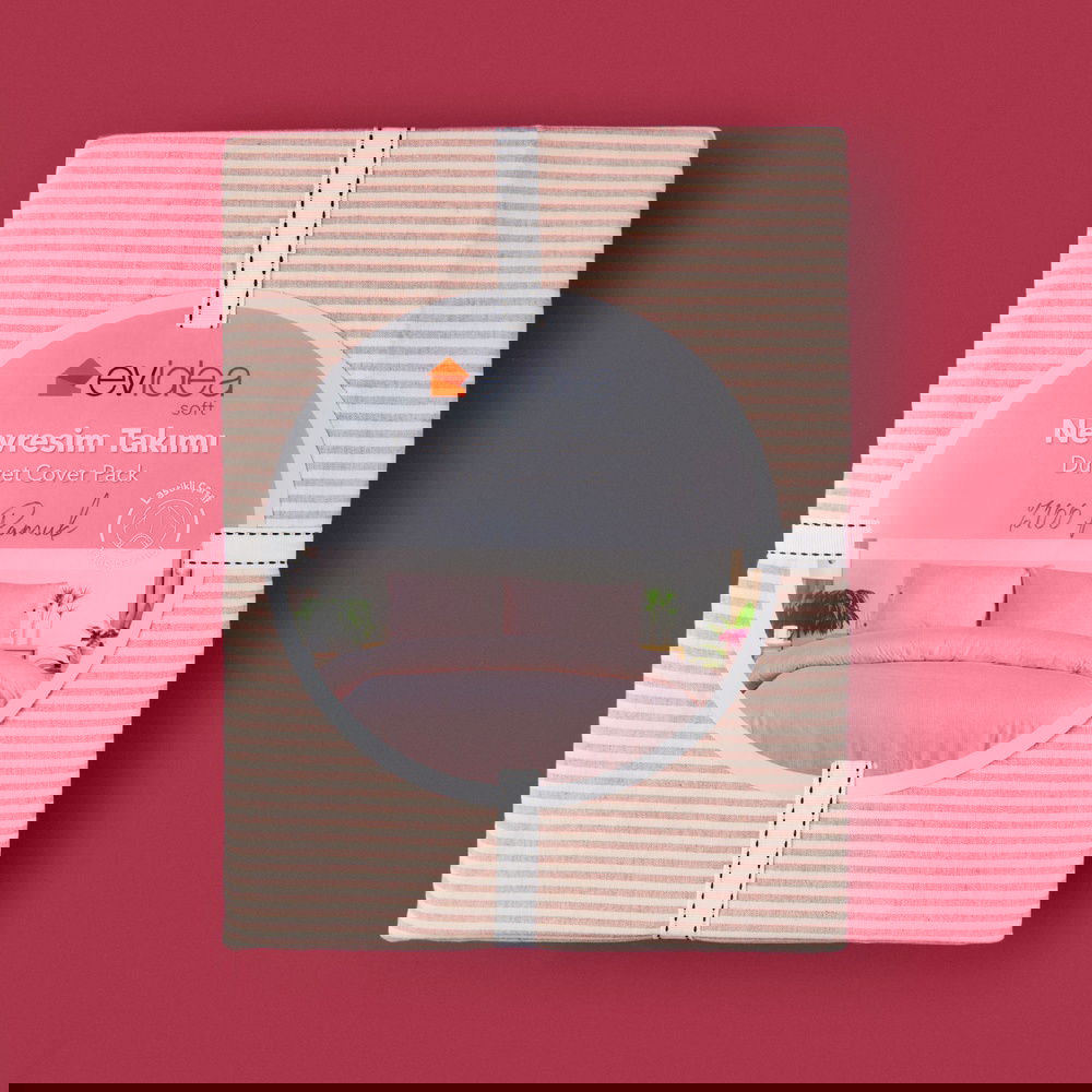  Evidea Soft Stripe Çift Kişilik Nevresim Takımı - Kiremit