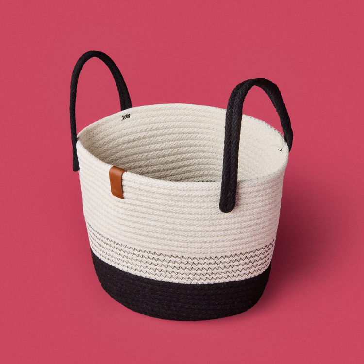  Simple Living Elegant Curves Dekoratif Sepet - Beyaz / Siyah - 15x20x20 cm