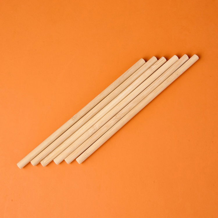  Mien 6'lı Bambu Pipet - Açık Kahverengi - 20 cm