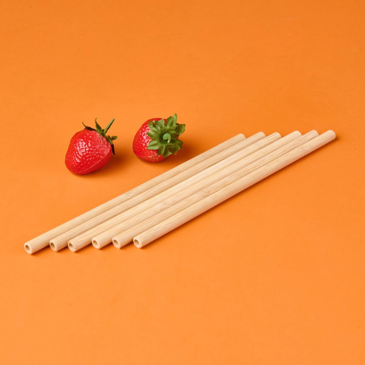  Mien 6'lı Bambu Pipet - Açık Kahverengi - 20 cm