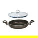  Mehtap Onyx Cam Kapaklı Teflon Sahan - Siyah - 22 cm