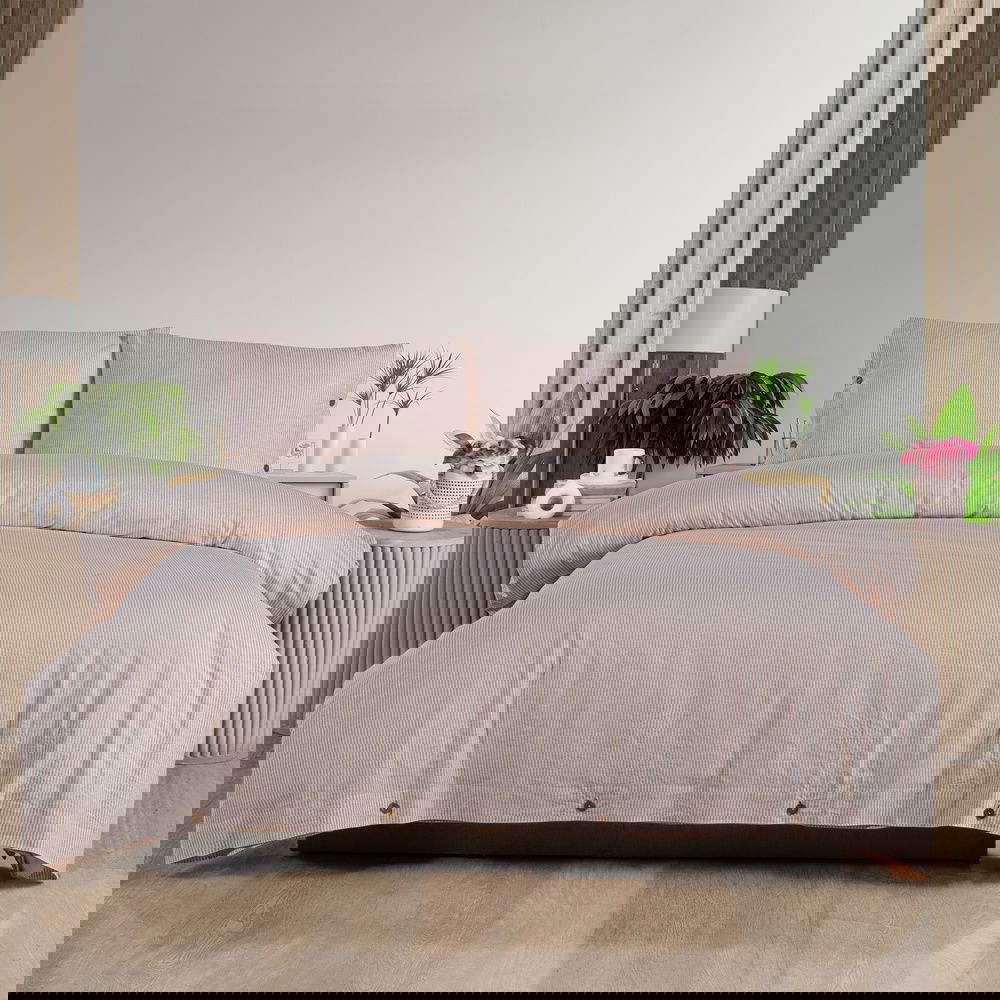  Evidea Soft Stripe Tek Kişilik Nevresim Takımı - Kiremit