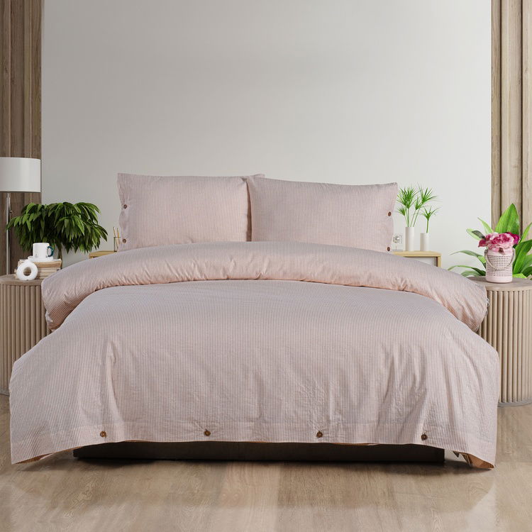  Evidea Soft Stripe Tek Kişilik Nevresim Takımı - Kiremit