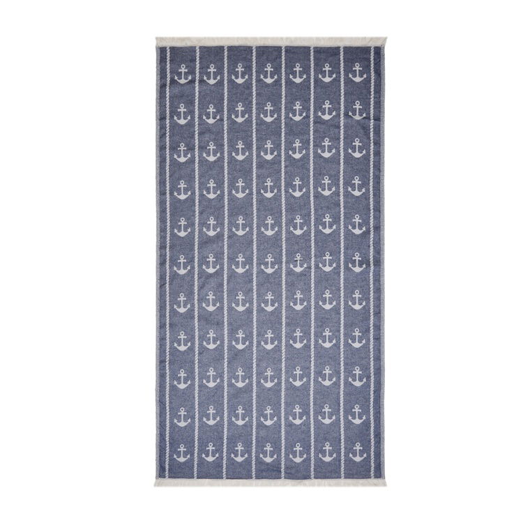  Evidea Soft Çapa Desenli Peştamal - Mavi - 90x160 cm