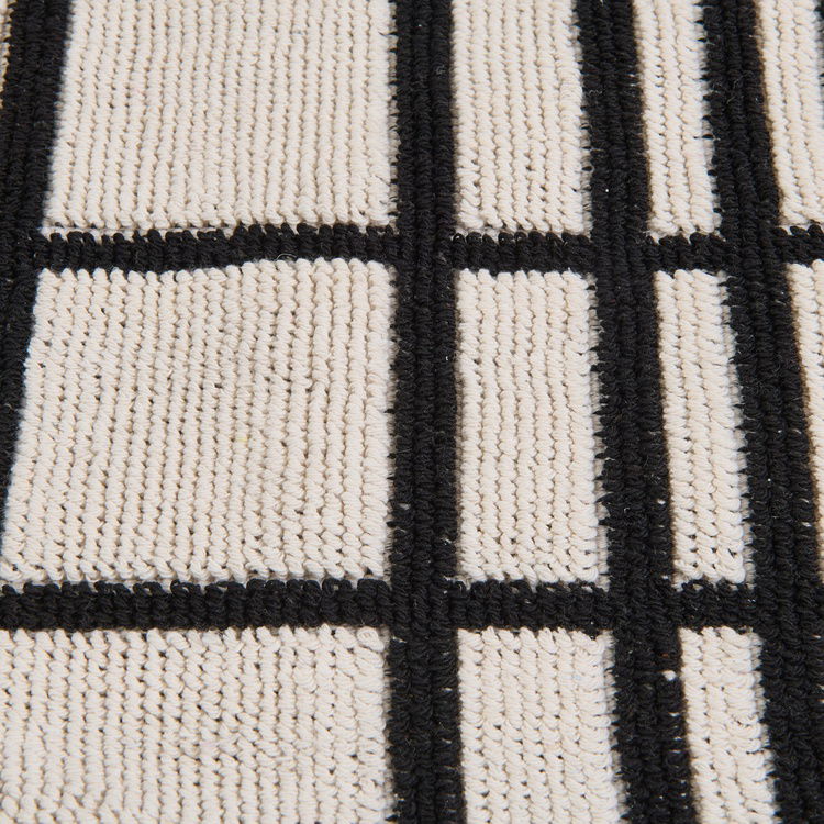  Evidea Soft Roger 2'li Banyo Paspası - Ekru / Siyah - 60x100 cm + 50x60 cm