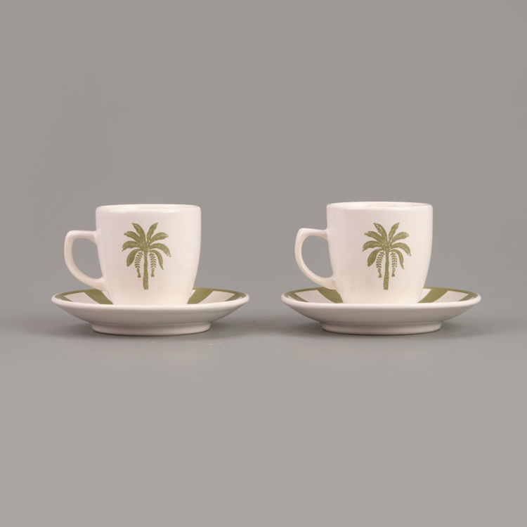  Evidea Kitchen Palm 4 Parça Kahve Fincanı Takımı - Renkli - 90 ml