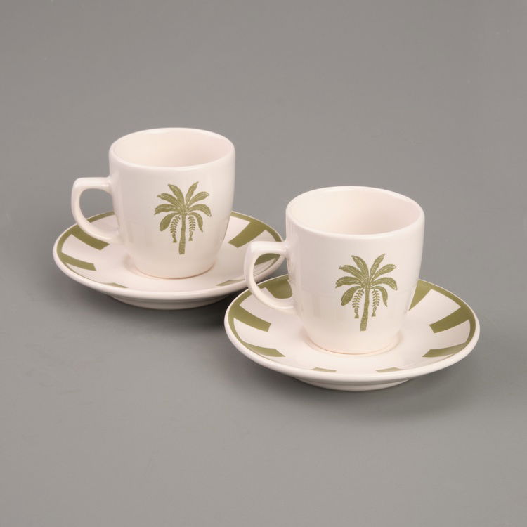  Evidea Kitchen Palm 4 Parça Kahve Fincanı Takımı - Renkli - 90 ml
