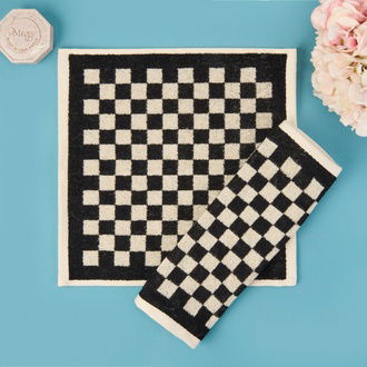 Evidea Soft Elena 2'li Havlu Seti - Ekru / Siyah - 30x30 cm