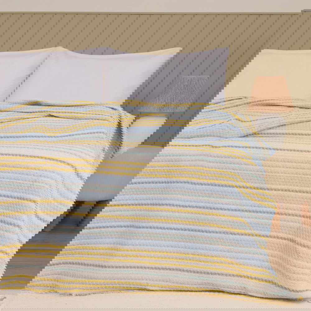  Evidea Soft Radiant Tek Kişilik Pike - Ekru / Mavi - 160x230 cm